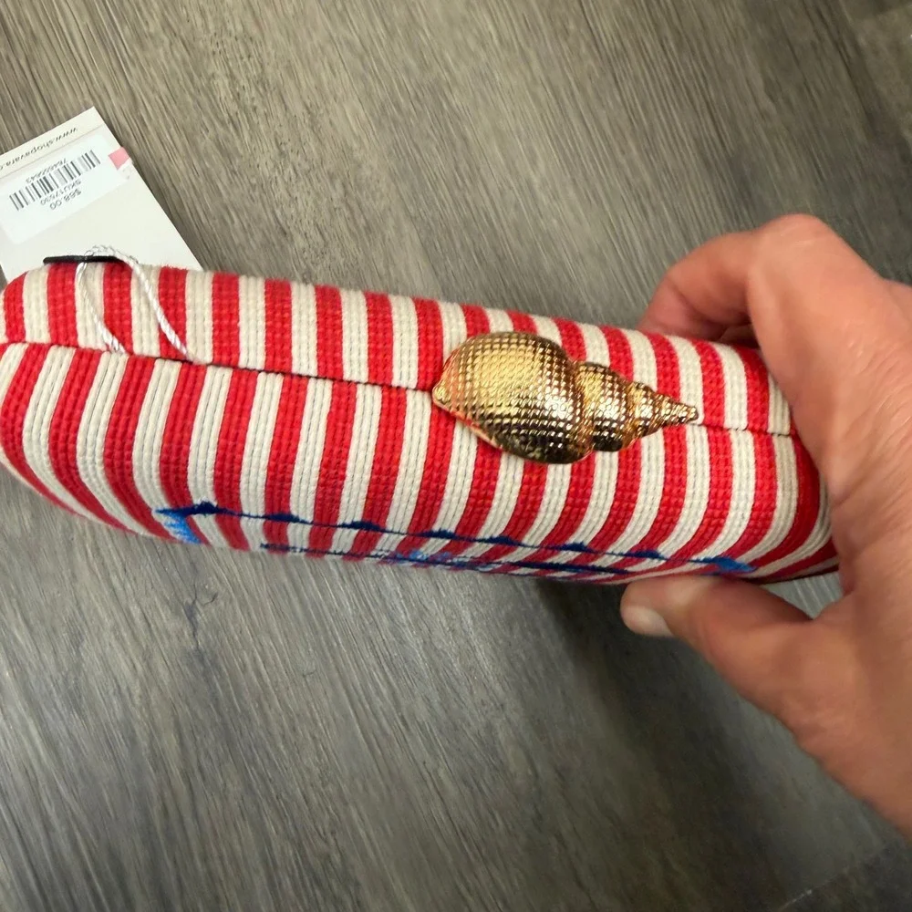 Shiraleah Chicago Lobster Striped Clutch Bag Red White Blue Nautical NWT